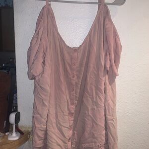 torrid Dusty Rose Button-Front Peasant Blouse